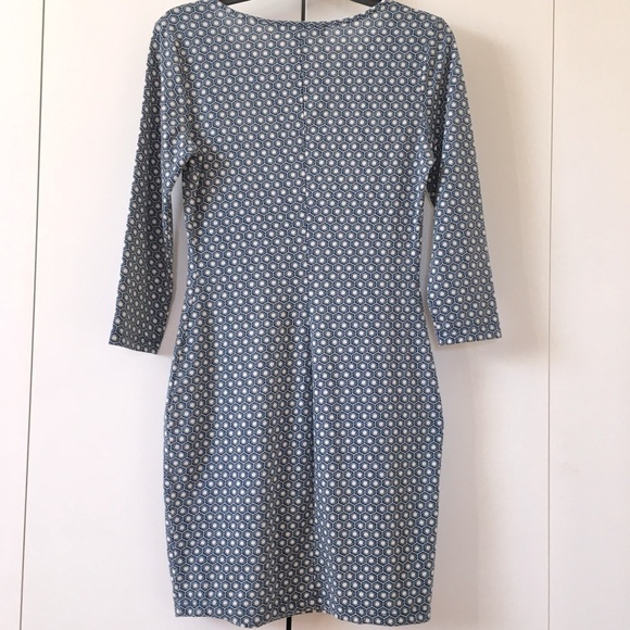 Forever 21 Blue White Crew Neck Long Sleeves Pullover Midi Sheath Dress - Picture 2 of 14